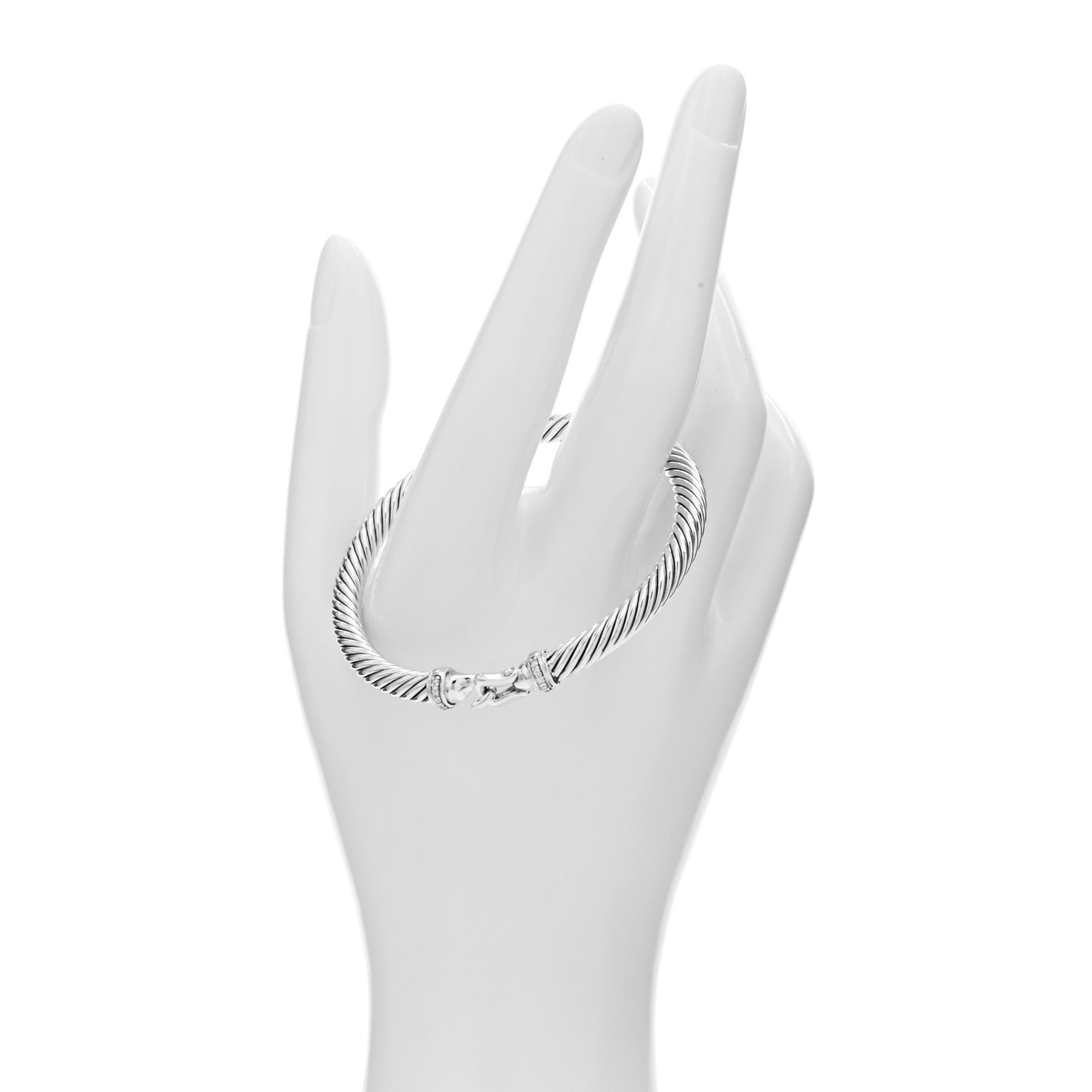 Sterling Silver Diamond 5mm Cable Buckle Bracelet