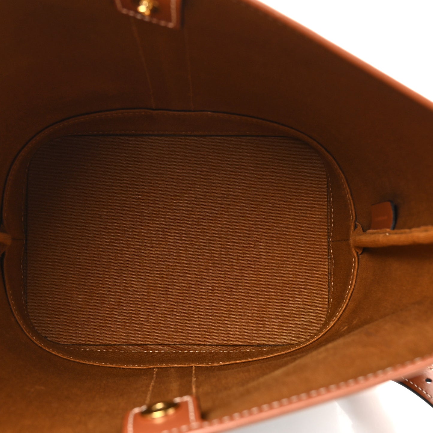 Triomphe Canvas Calfskin Small Bucket Bag Tan