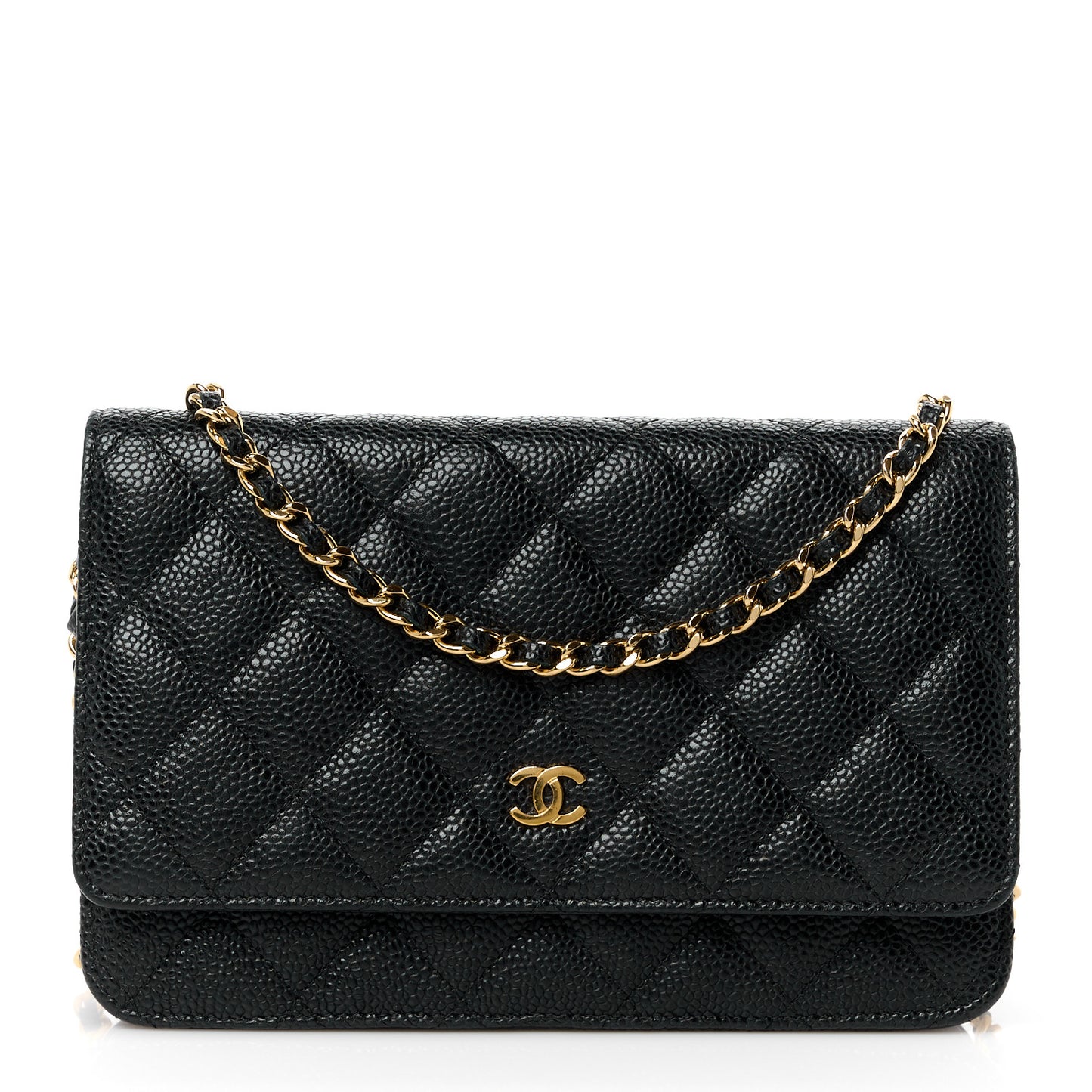 Caviar Quilted Wallet on Chain WOC Black