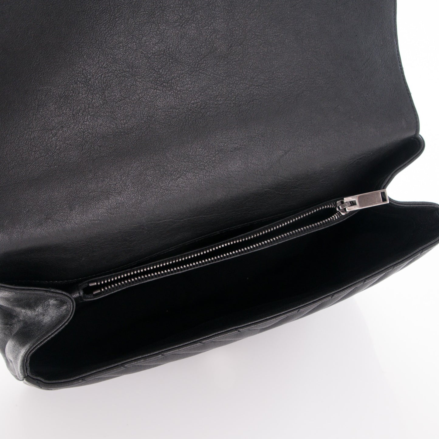 Sheepskin Matelasse Chevron Monogram Large College Satchel Black