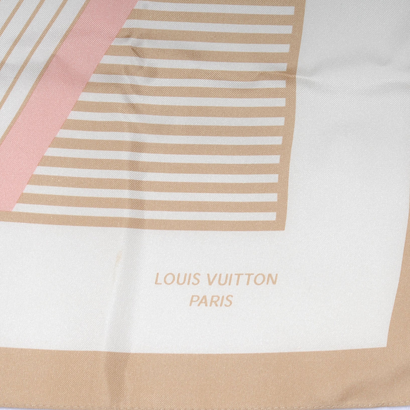 Louis Vuitton Silk Striped V Scarf Beige Pink 3 of 5