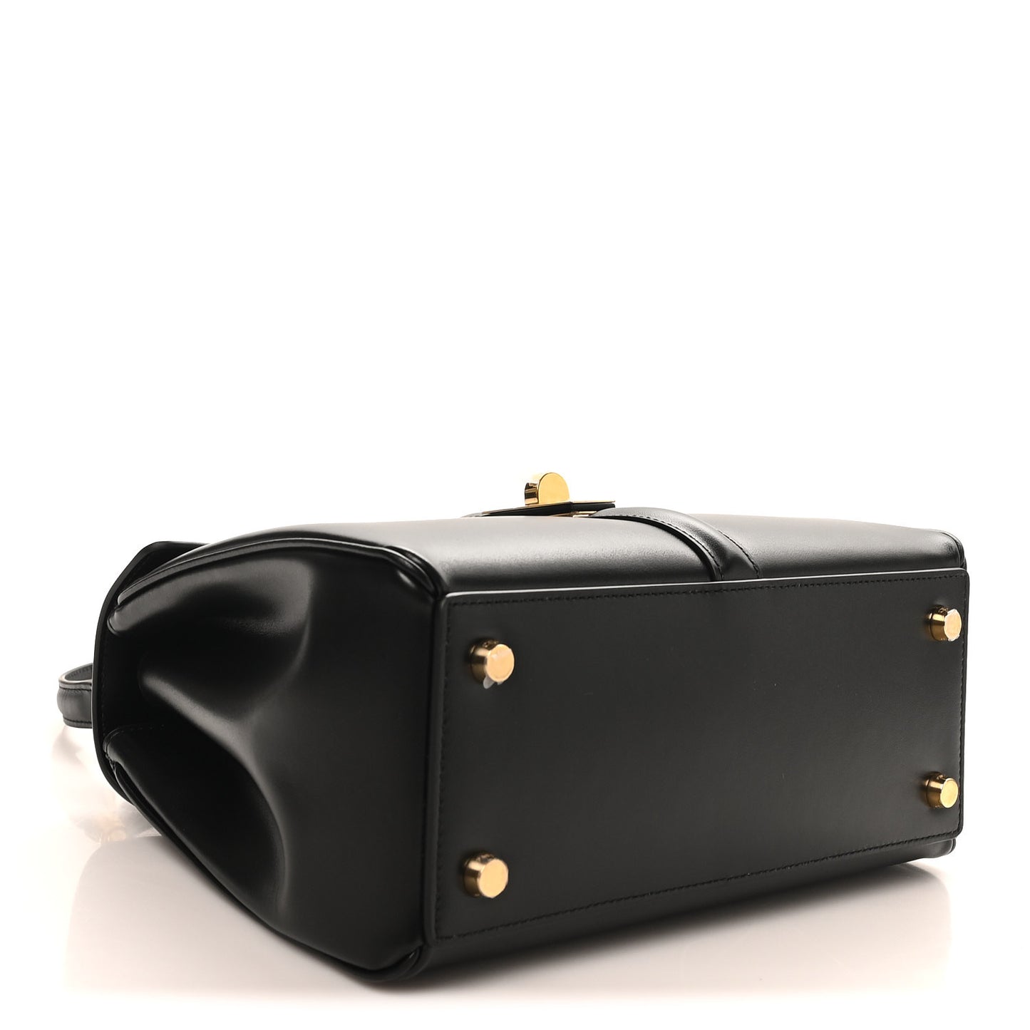 Satinated Calfskin Small 16 Top Handle Bag Black