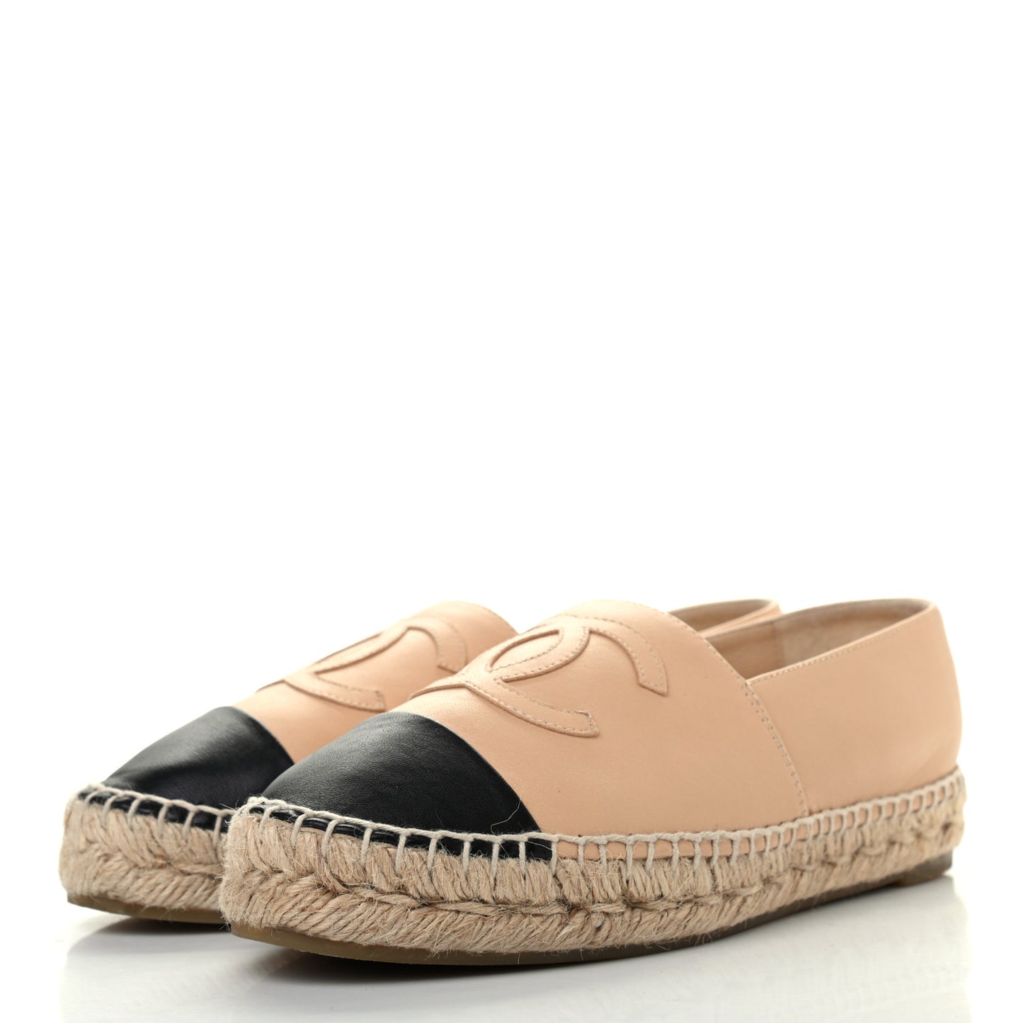 Lambskin CC Espadrilles 36 Beige Black