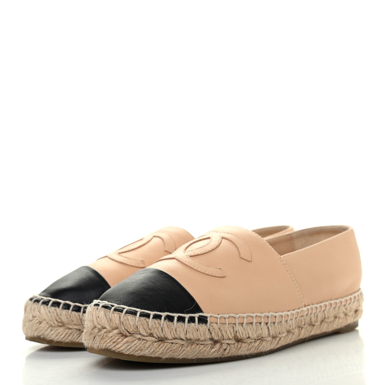 Chanel Lambskin CC Espadrilles 36 Beige Black 3 of 7