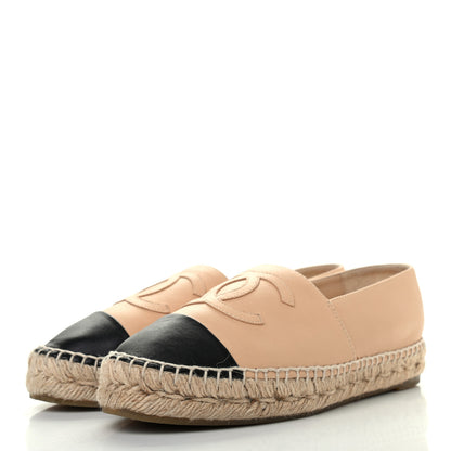 Chanel Lambskin CC Espadrilles 36 Beige Black 3 of 7