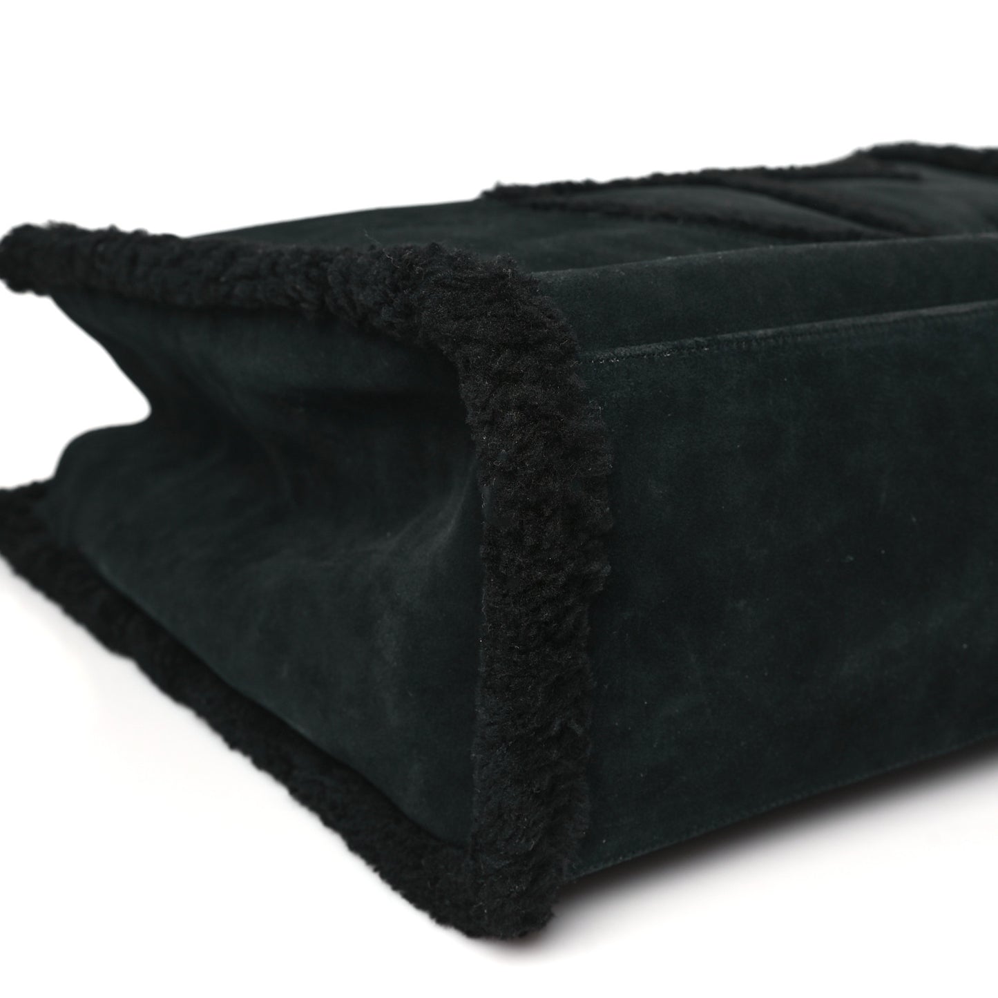 X UGG Suede Shearling Large Shopping Bag Black