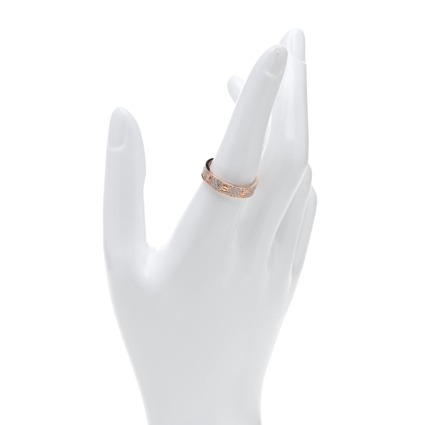 18K Pink Gold Diamond 5mm LOVE Wedding Paved Band Ring 57 8