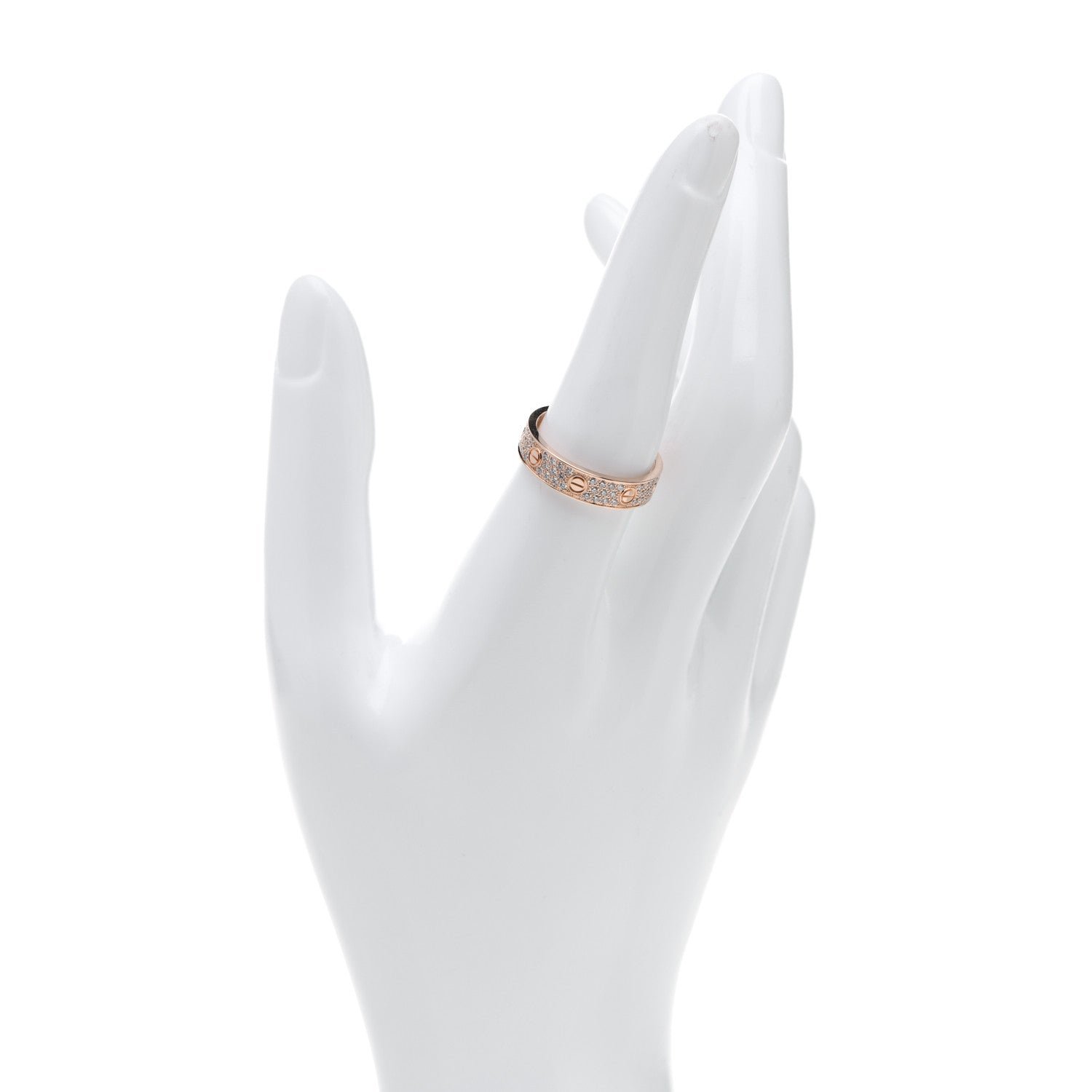 Cartier 18K Pink Gold Diamond 5mm LOVE Wedding Paved Band Ring 57 8 2 of 5