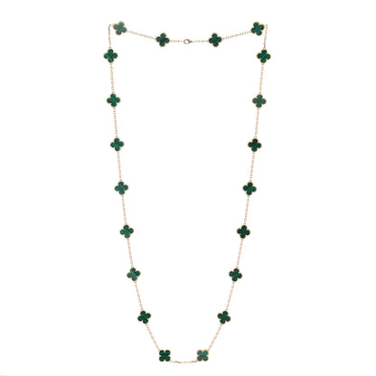 Van Cleef & Arpels 18K Yellow Gold Malachite 20 Motifs Vintage Alhambra Necklace 3 of 8