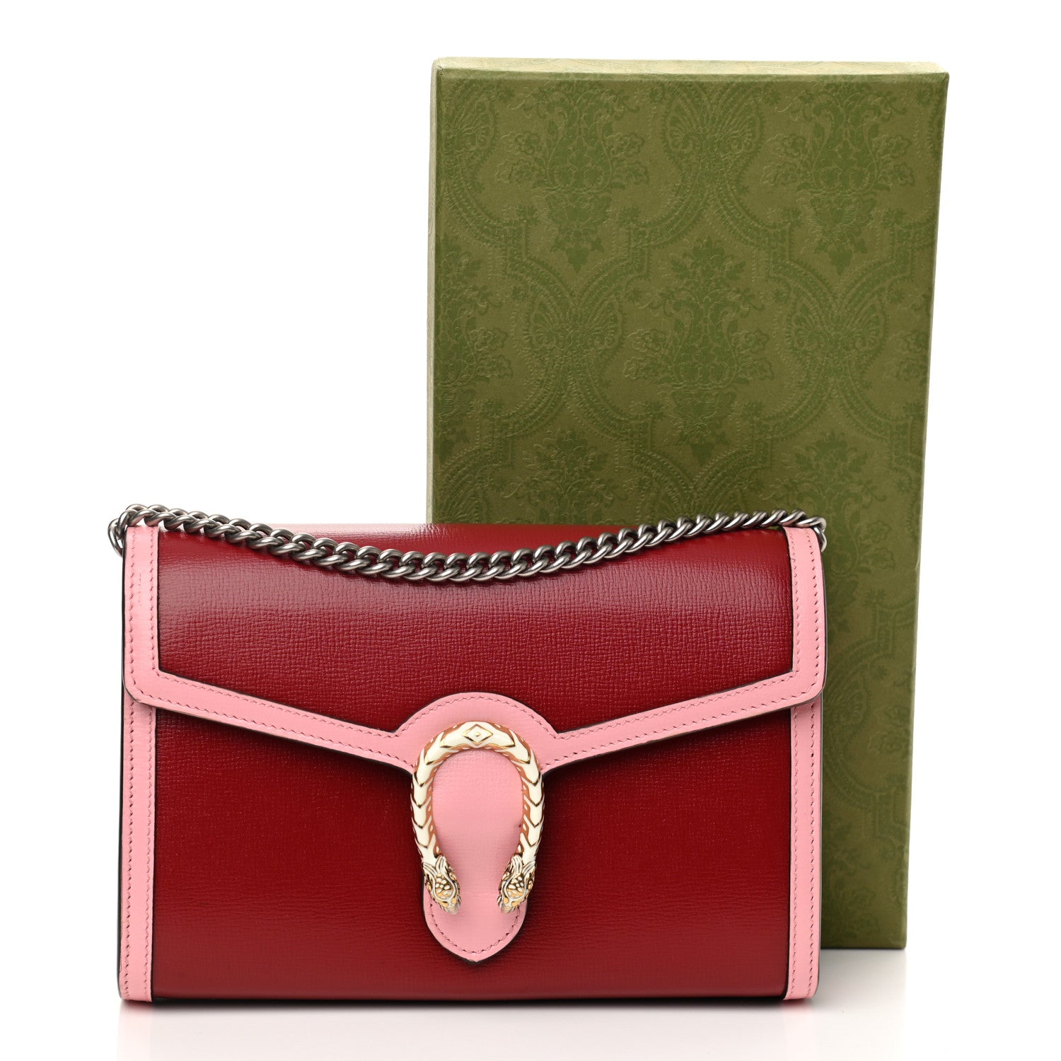 Gucci Azalea Calfskin Enamel Mini Dionysus Chain Wallet New Cherry Red Wild Rose Off White 10 of 10