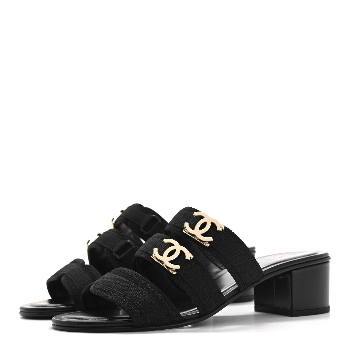 Chanel Fabric Metal CC Logo Mules 36 Black 4 of 10