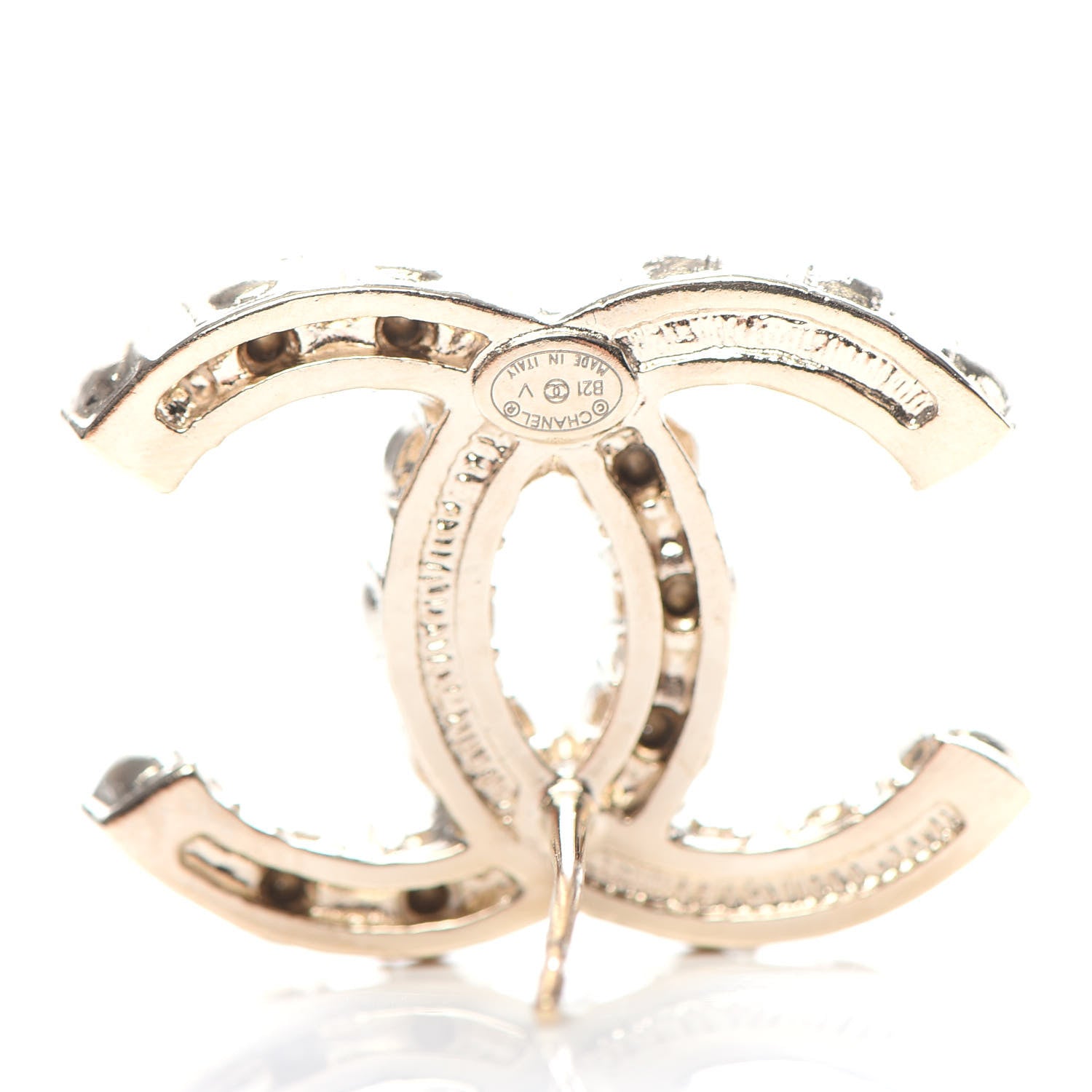 Chanel Crystal Pearl CC Dazzling Domino Earrings Gold 4 of 5