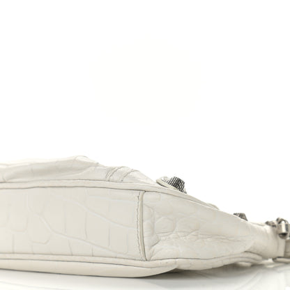 Balenciaga Extra Supple Calfskin Crocodile Embossed Le Cagole Mini Purse With Chain White 9 of 10