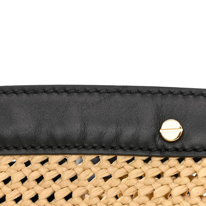 Fendi Raffia Vitello King Macrame Mesh Medium Peekaboo X-Tote Natural Black Cuoio 12 of 13