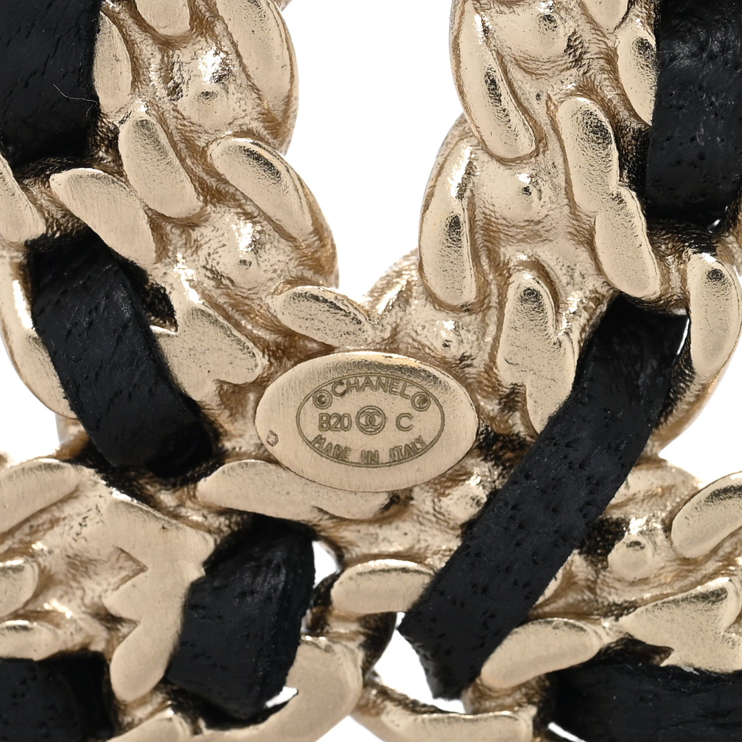 Chanel Crystal Lambskin Chain CC Vintage Allure Stud Earrings Black Gold 4 of 5