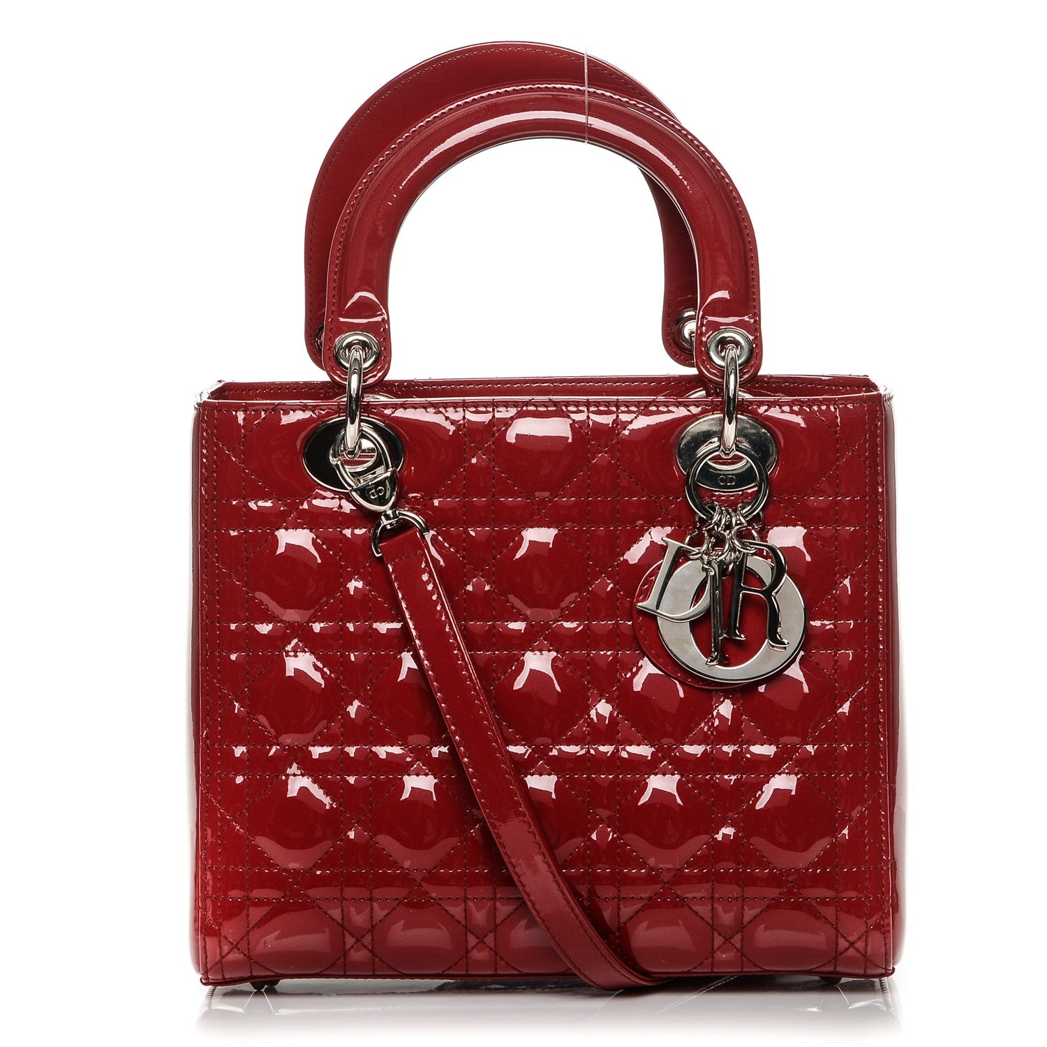 Christian Dior Patent Cannage Medium Lady Dior Red 1 of 6