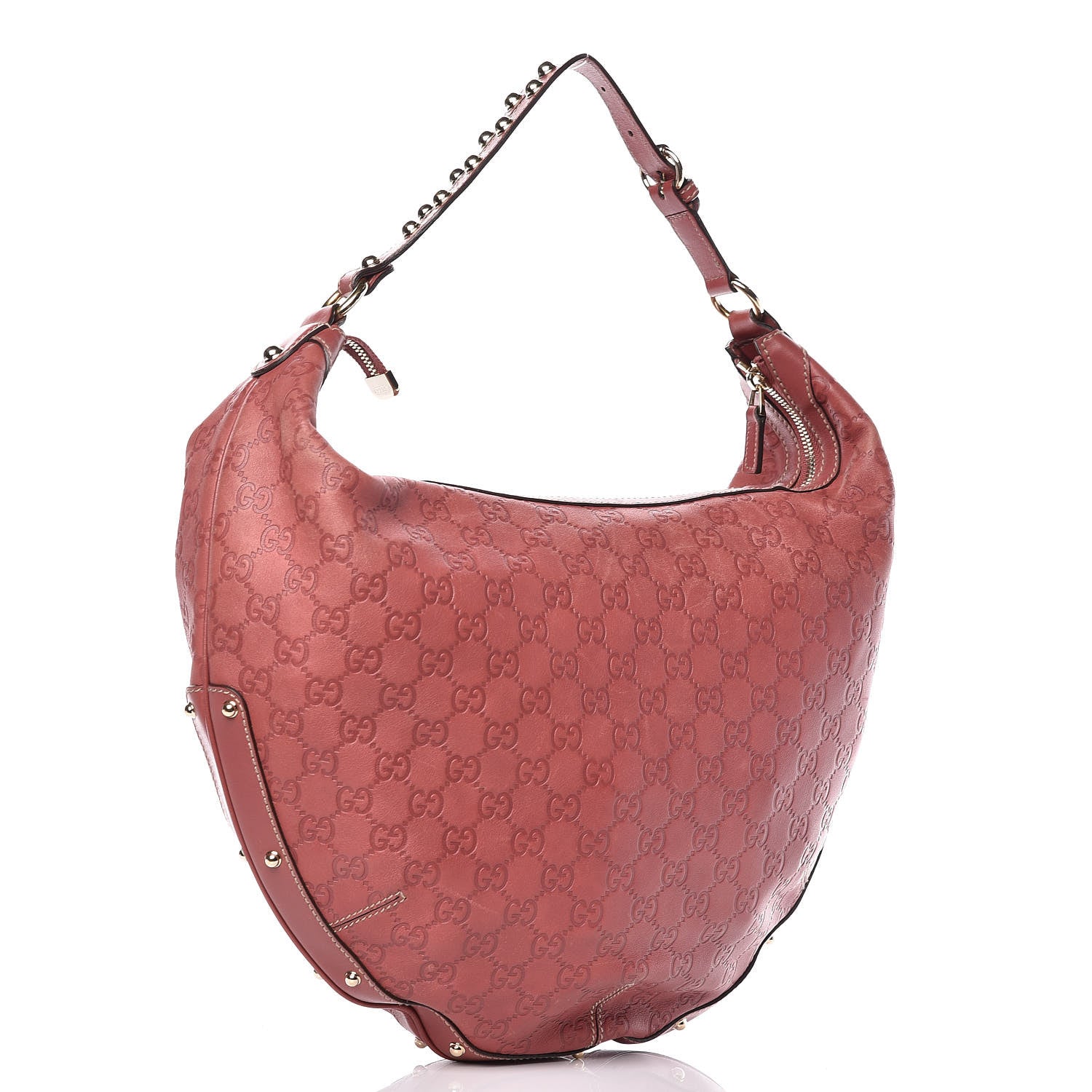 Gucci Guccissima Large Biba Studded Hobo Red 3 of 12