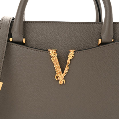 Versace Grainy Calfskin Virtus Top Handle Tote Grey 7 of 10