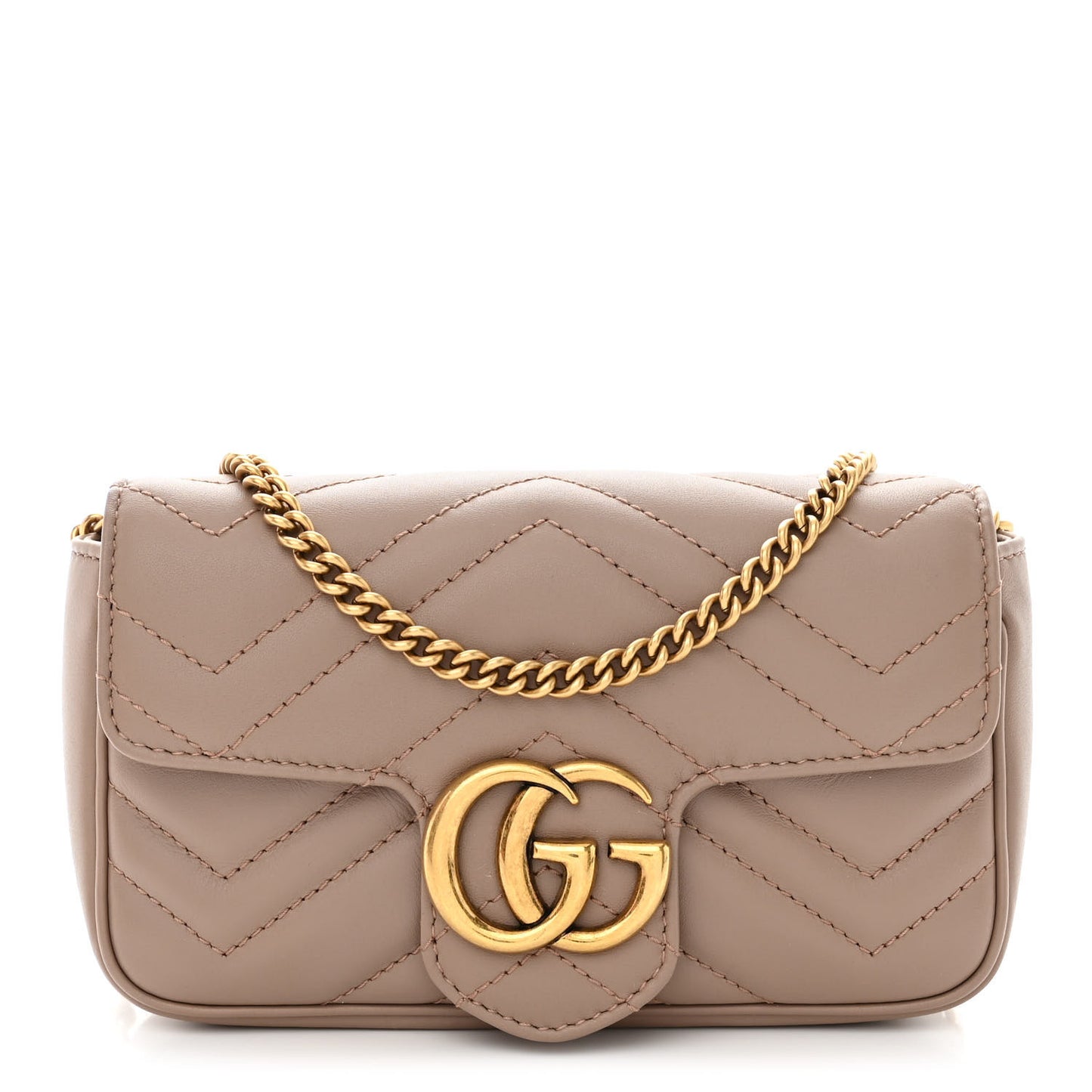 Calfskin Matelasse Super Mini GG Marmont Shoulder Bag Porcelain Rose