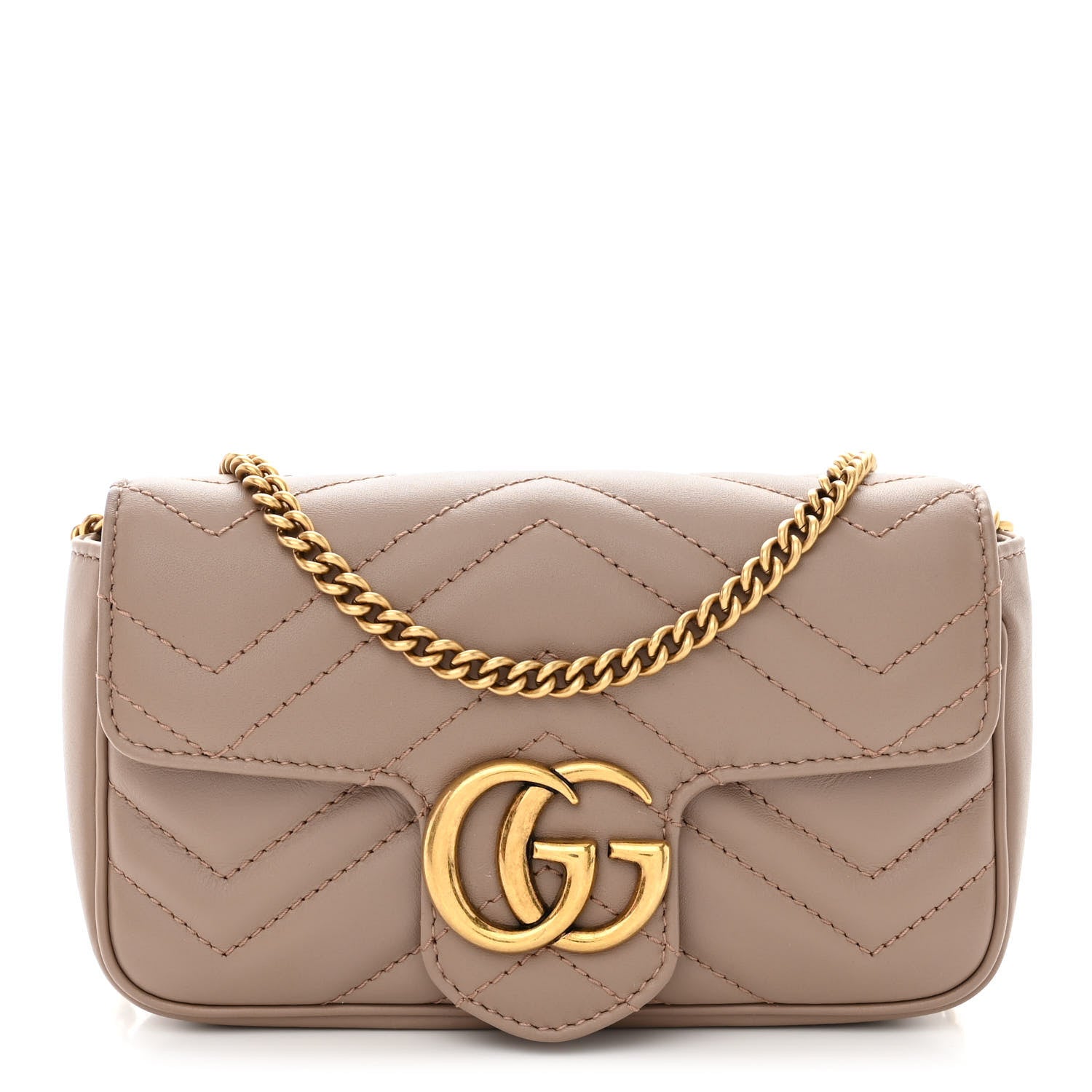 Gucci Calfskin Matelasse Super Mini GG Marmont Shoulder Bag Porcelain Rose 1 of 10