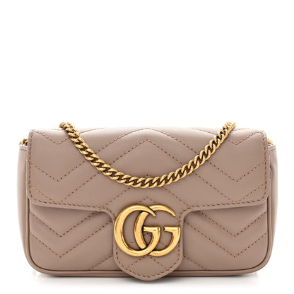 Gucci Calfskin Matelasse Super Mini GG Marmont Shoulder Bag Porcelain Rose 1 of 10