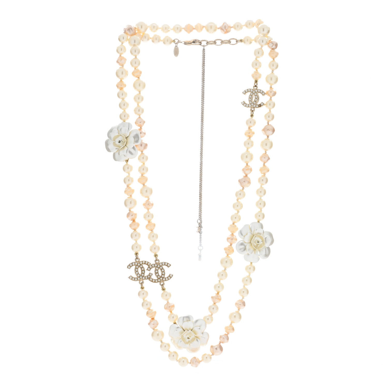 Chanel Pearl Camellia CC Long Necklace Gold 2 of 6