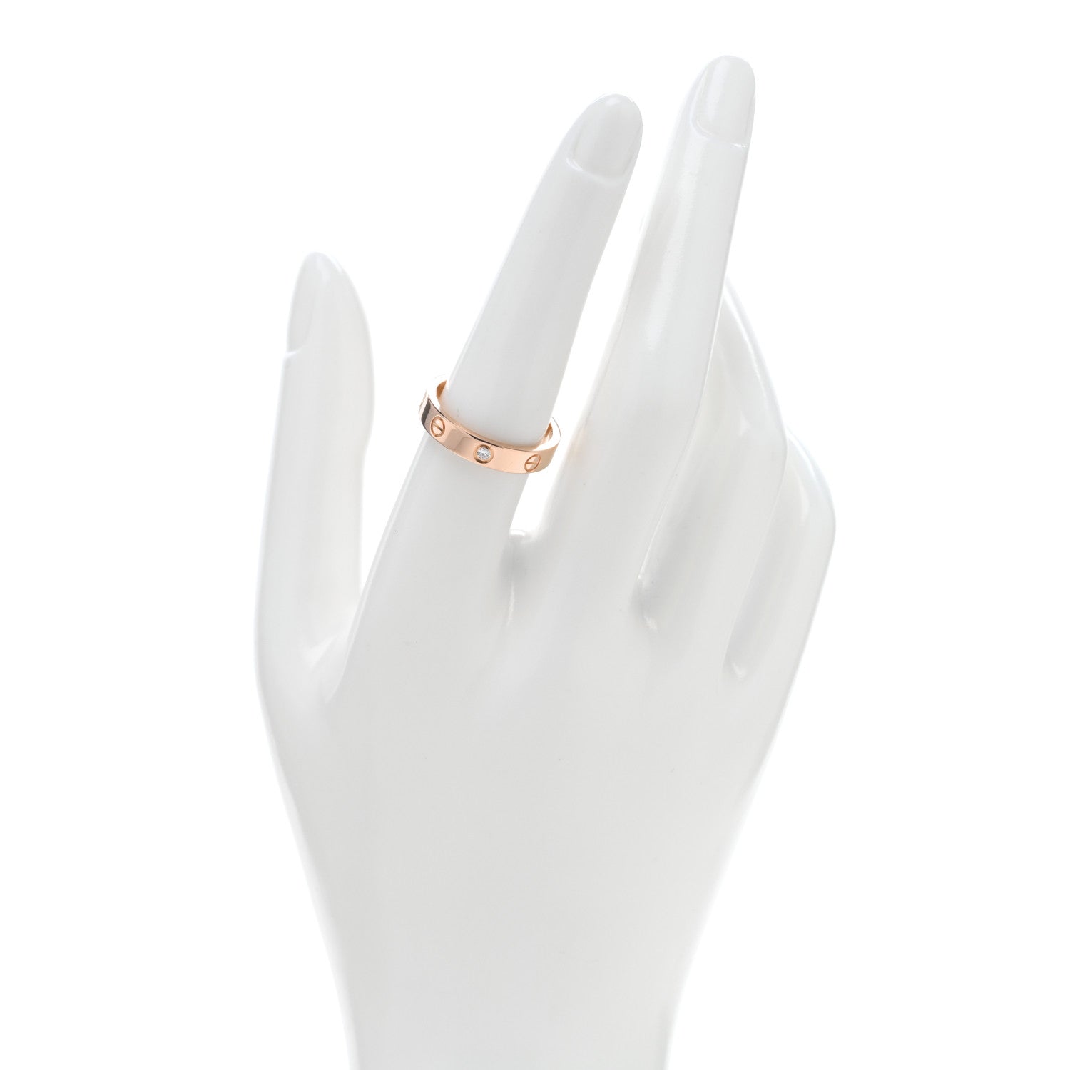 Cartier 18K Pink Gold Diamond 4mm LOVE Wedding Band Ring 56 7.5 2 of 5
