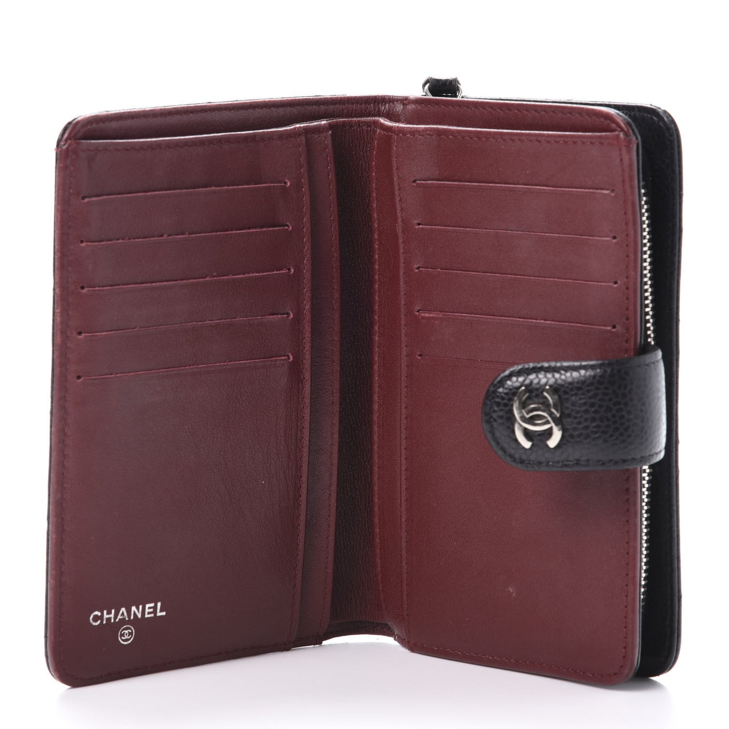 Caviar Quilted Zipped Pocket Wallet Black