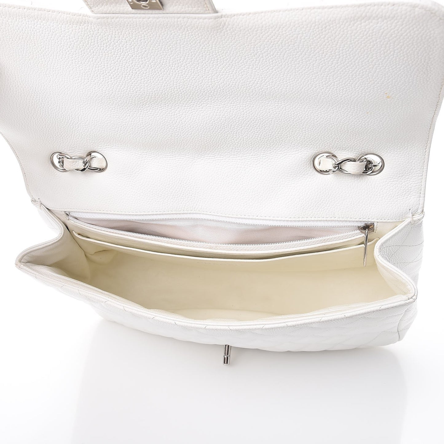 Caviar Quilted Jumbo Single Flap White