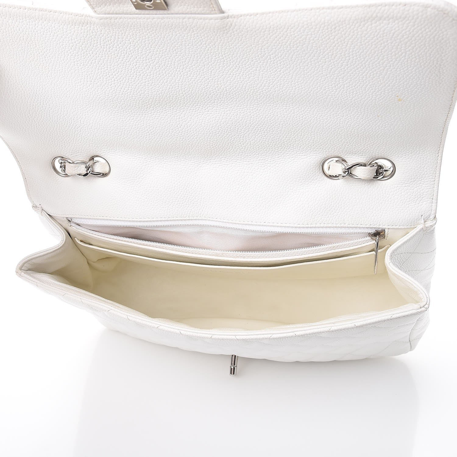 Chanel Caviar Quilted Jumbo Single Flap White 5 of 14