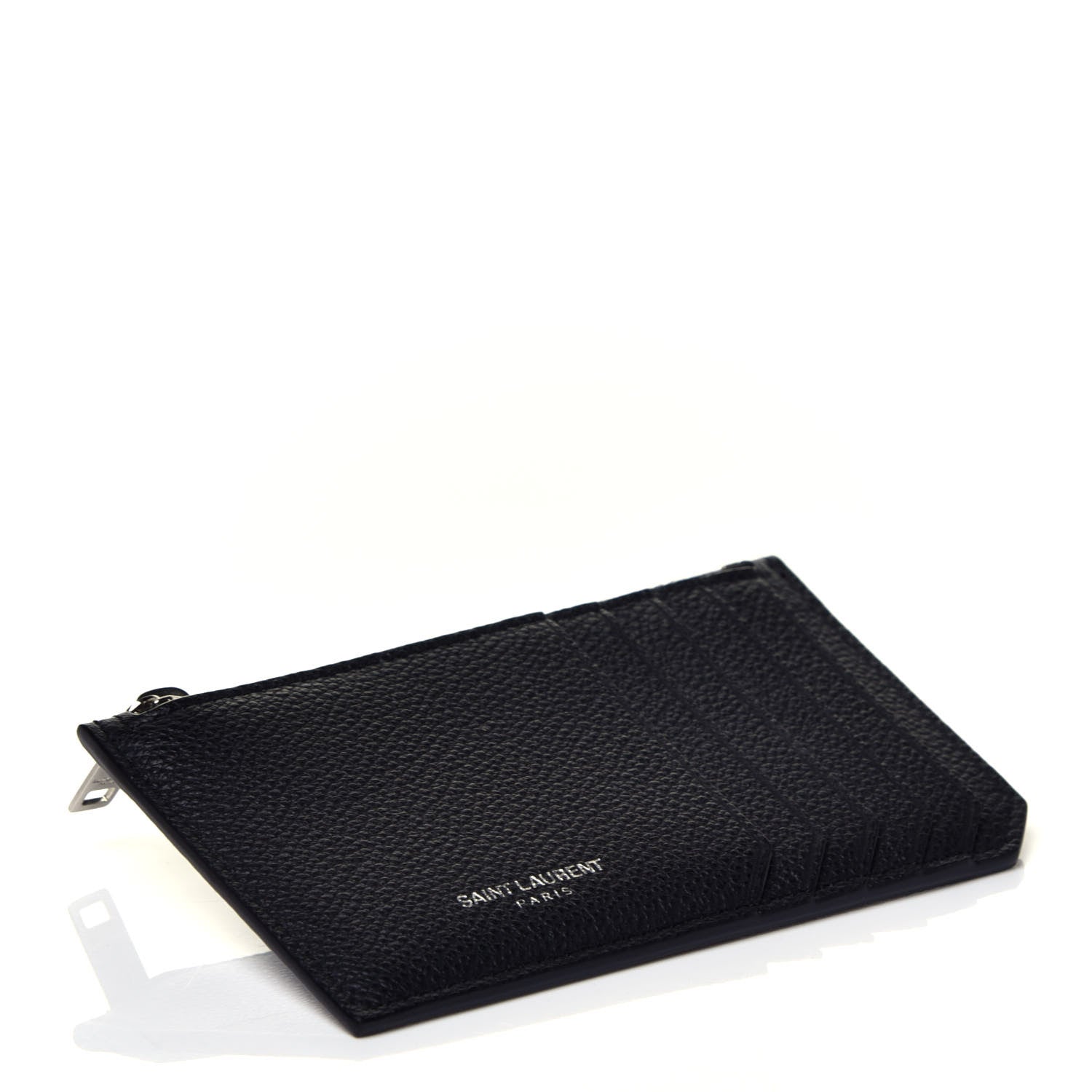 Saint Laurent Grained Calfskin 5 Fragments Zip Pouch Card Holder Black 4 of 7