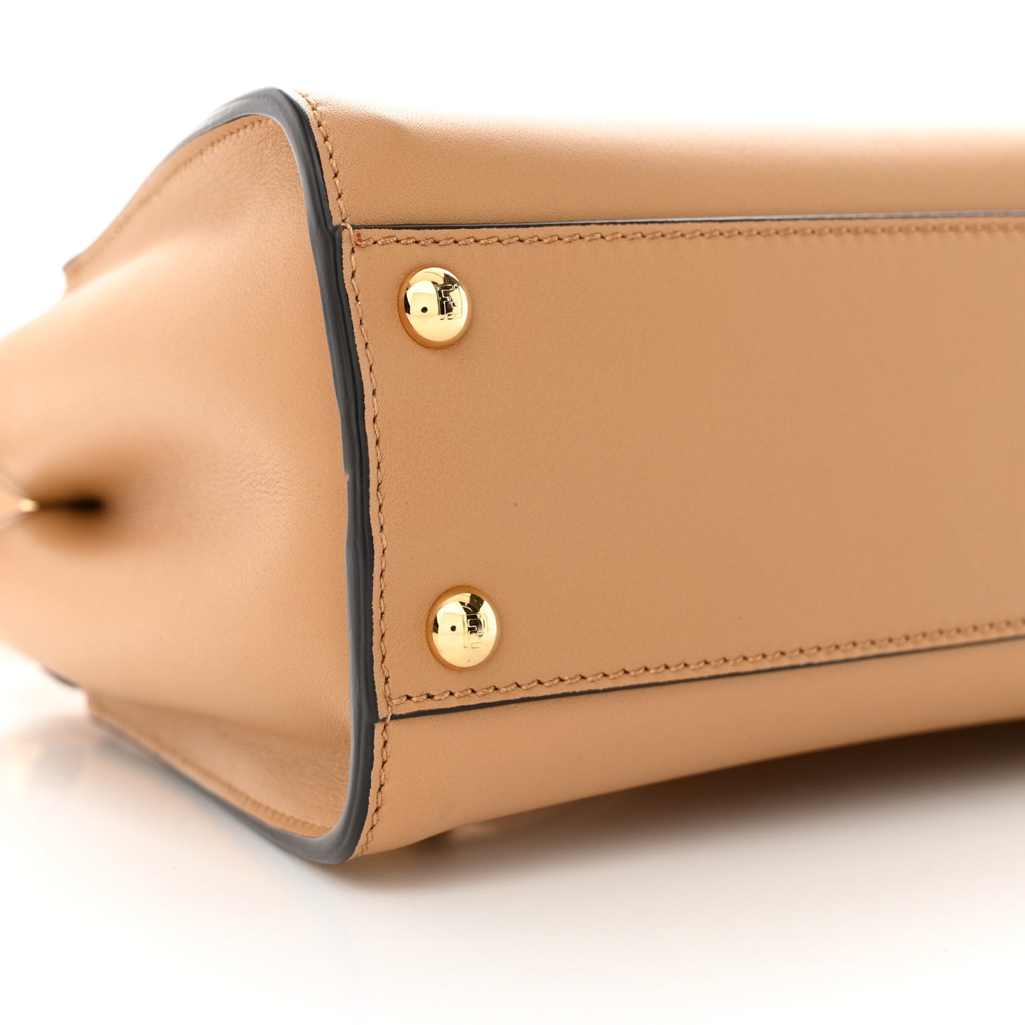 Vitello Seta Canvas FF Embroidered Mini Peekaboo Iconic Satchel Miele Scuro Poudre