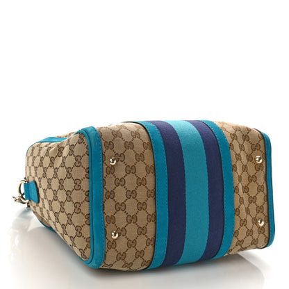 Gucci Monogram Vintage Web Medium Boston Teal 4 of 11