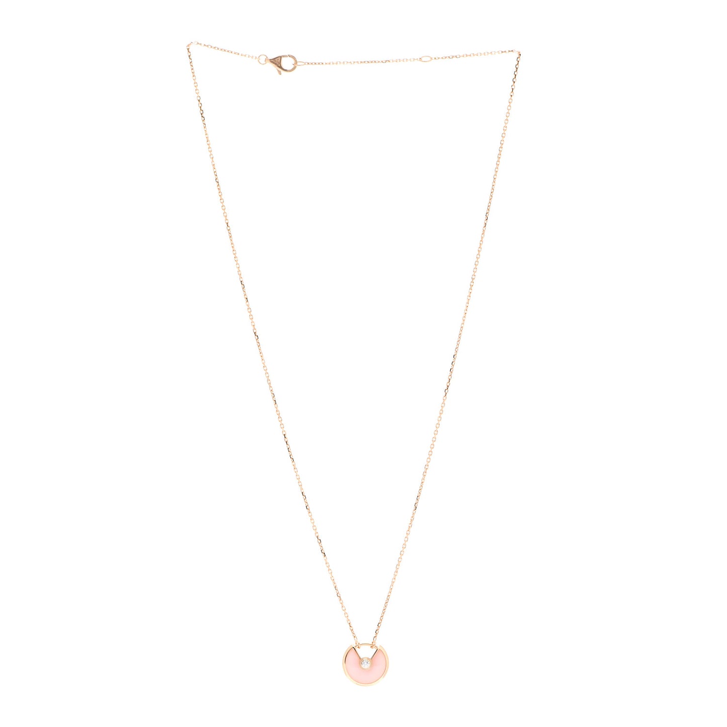 18K Pink Gold Diamond Pink Opal XS Amulette de Cartier Pendant Necklace