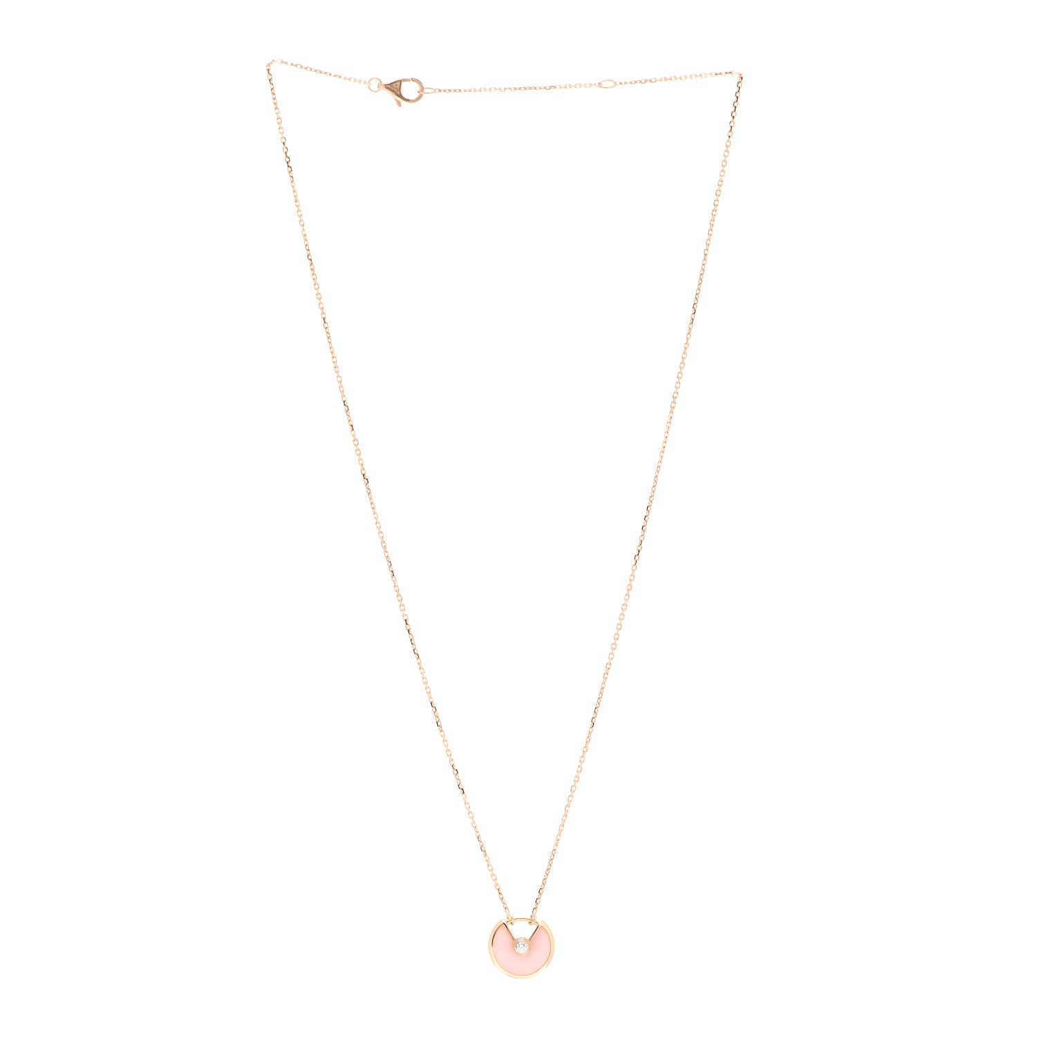 Cartier 18K Pink Gold Diamond Pink Opal XS Amulette de Cartier Pendant Necklace 3 of 6