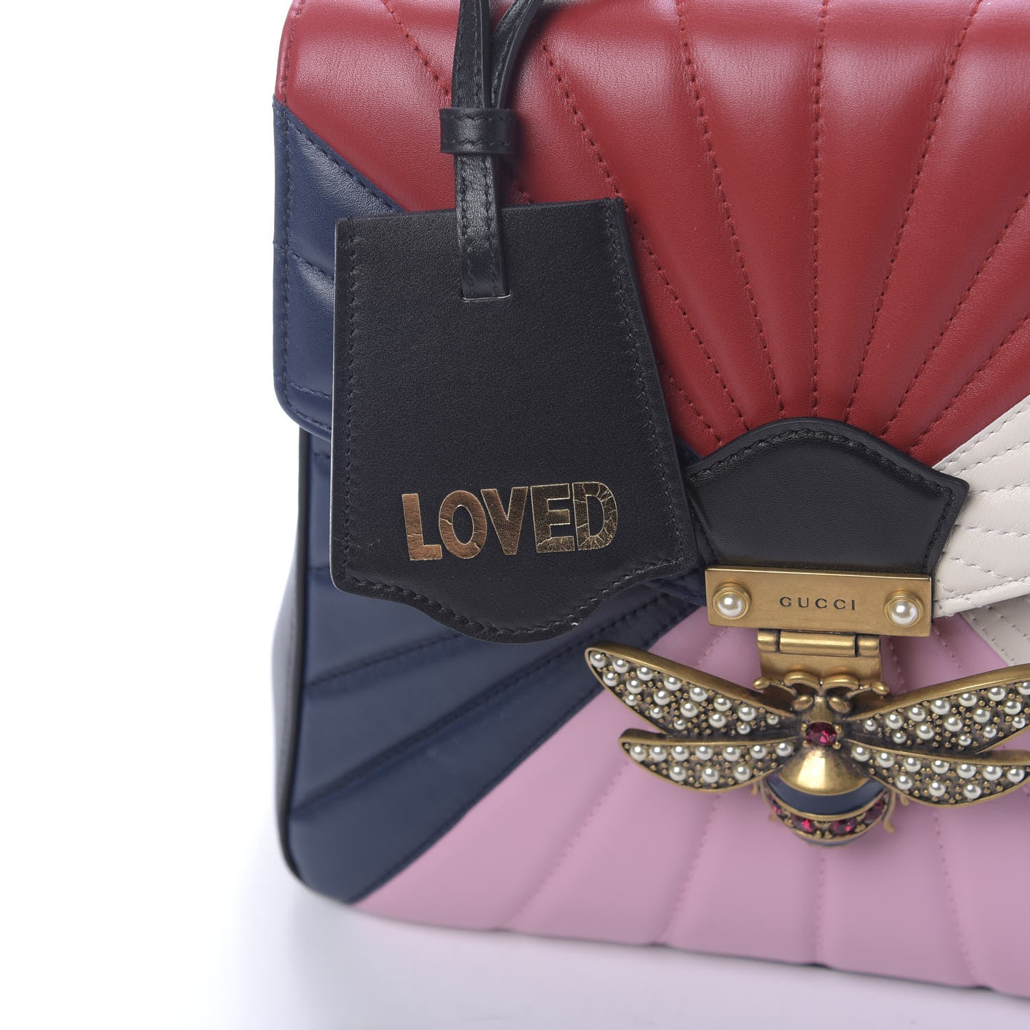 Gucci Calfskin Bamboo Trapuntata Queen Margaret Backpack Blue Agata Hibiscus Red Mystic White Sugar Pink 10 of 12