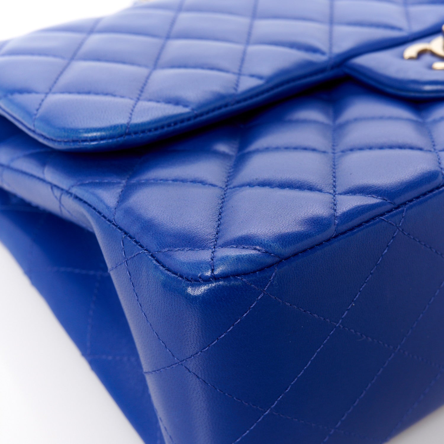 Chanel Lambskin Quilted Jumbo Double Flap Blue 12 of 13