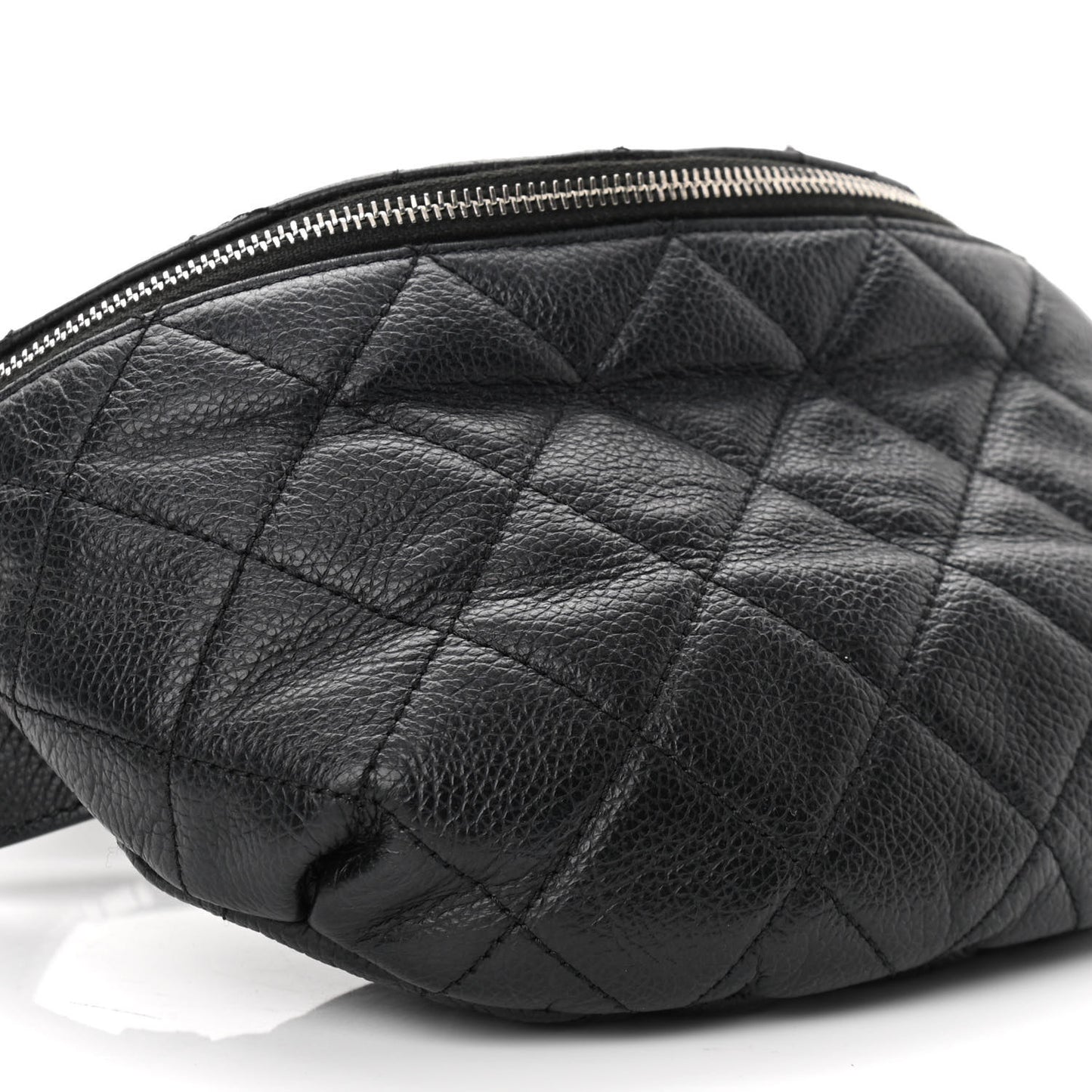 Grained Calfskin Quilted Waist Belt Bag Black
