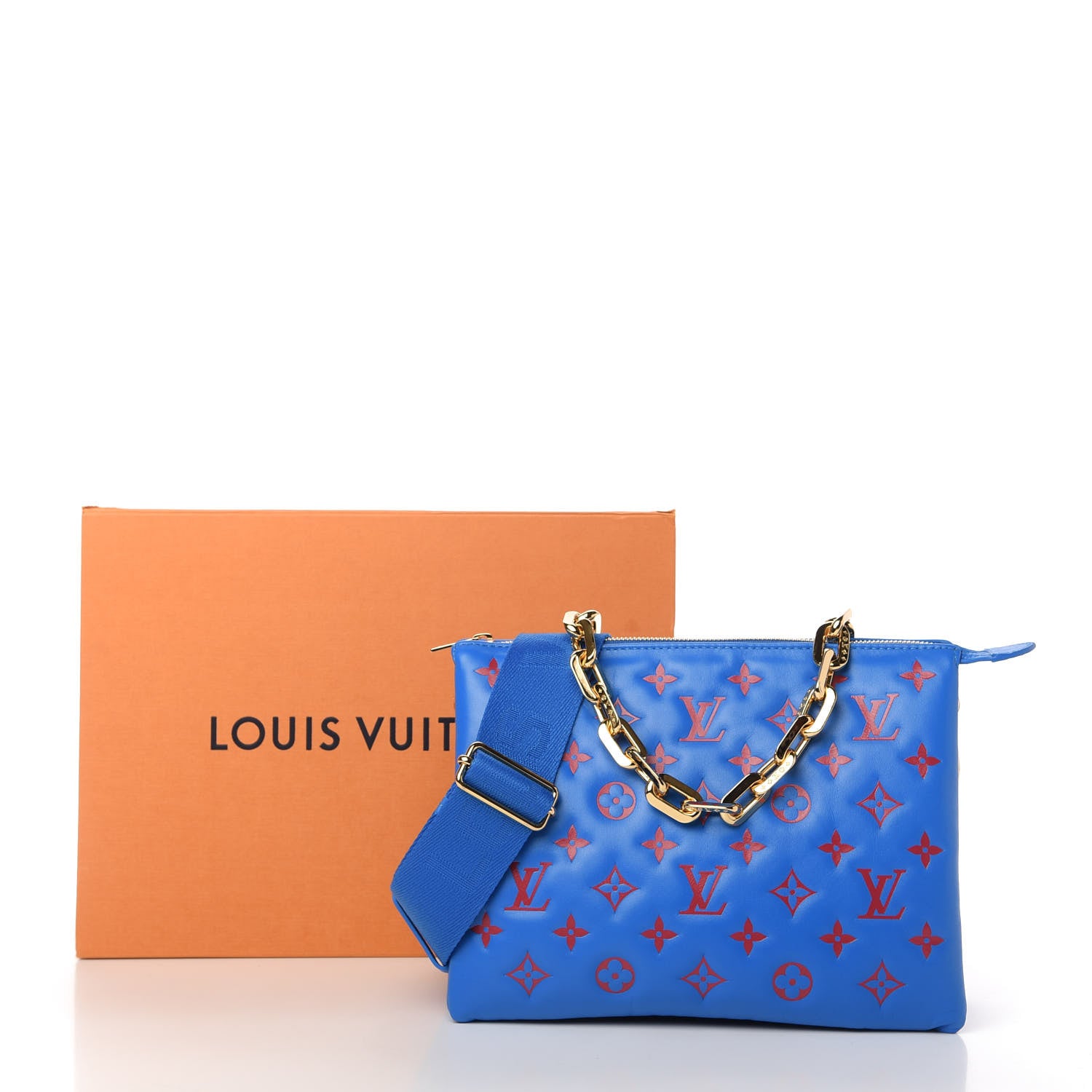 Louis Vuitton Lambskin Embossed Monogram Vuittamins Coussin PM Blue Red 10 of 10