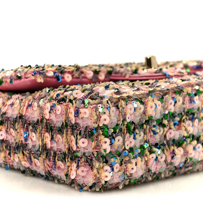 Chanel Sequin Small Single Flap Pink Green Multicolor 10 of 11