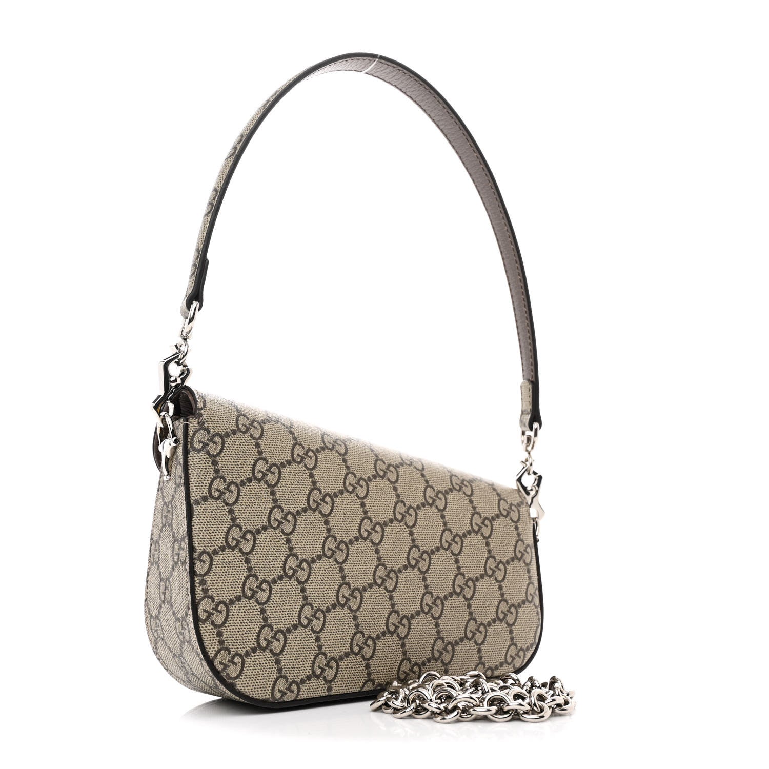 Gucci GG Supreme Monogram Mini Horsebit 1955 Asymmetric Shoulder Bag Beige Ebony 3 of 10