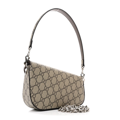 Gucci GG Supreme Monogram Mini Horsebit 1955 Asymmetric Shoulder Bag Beige Ebony 3 of 10