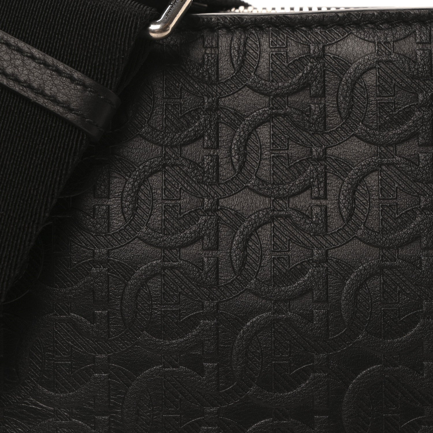 Salvatore Ferragamo Calfskin Gancini Embossed Travel Crossbody Black 7 of 9