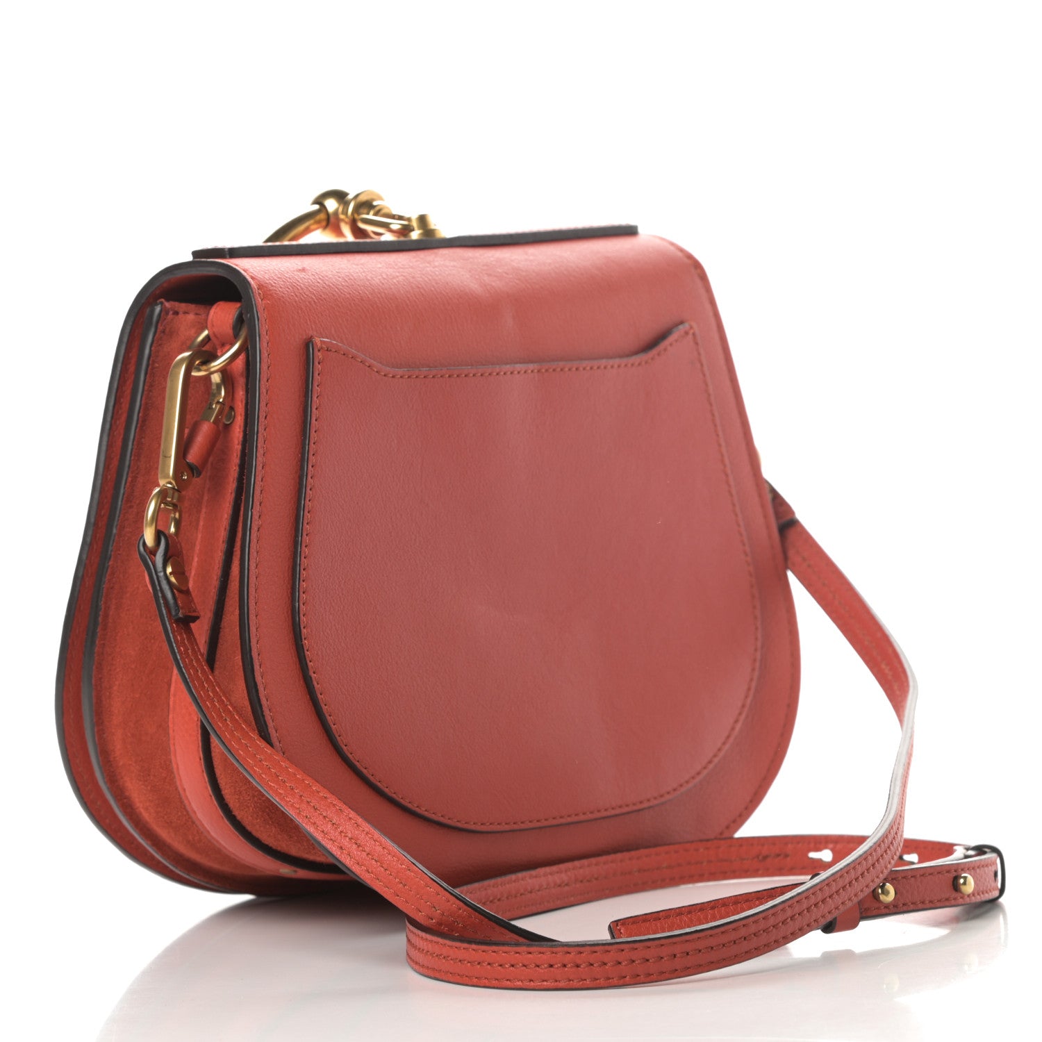 Chloe Calfskin Suede Medium Nile Bracelet Bag Earthy Red 3 of 14