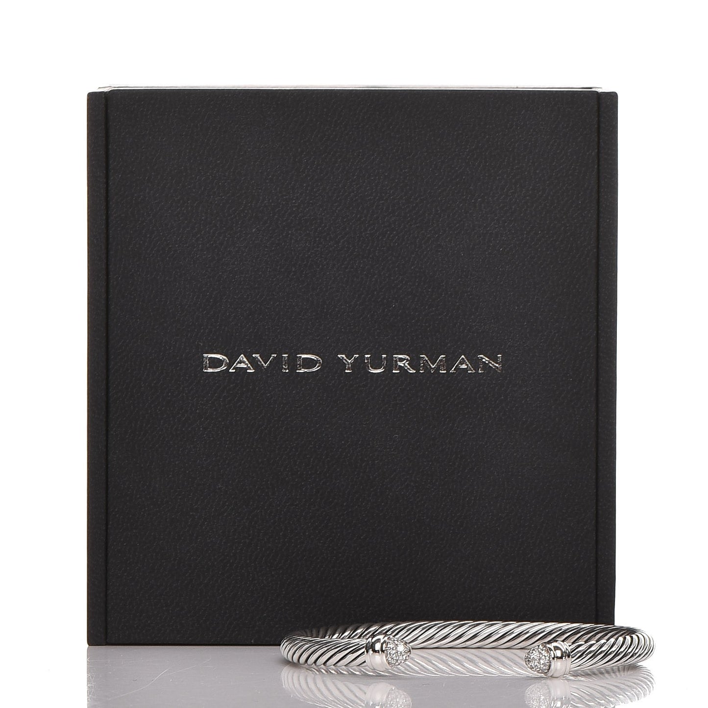 Sterling Silver Pave Diamond 5mm Cable Classics Bracelet