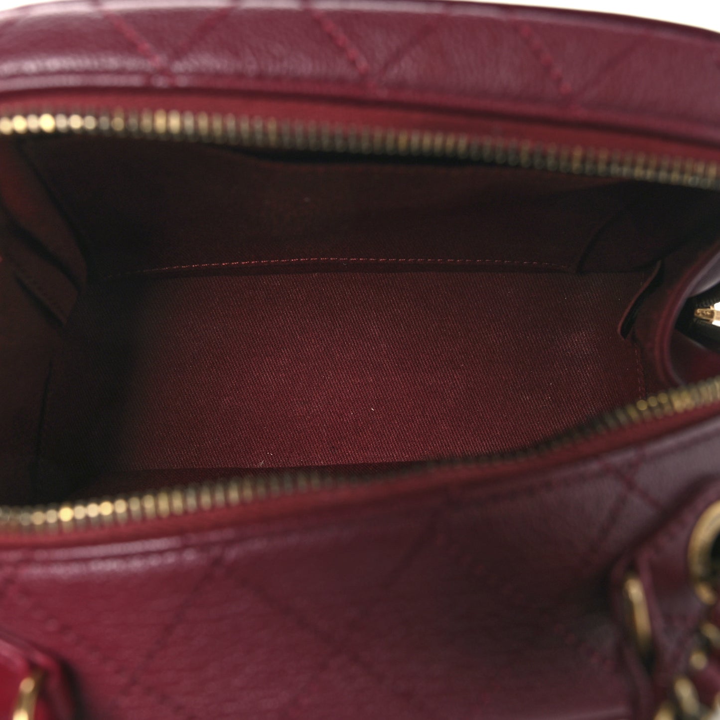 Shiny Calfskin Goatskin Quilted Small Coco Curve Vanity Burgundy