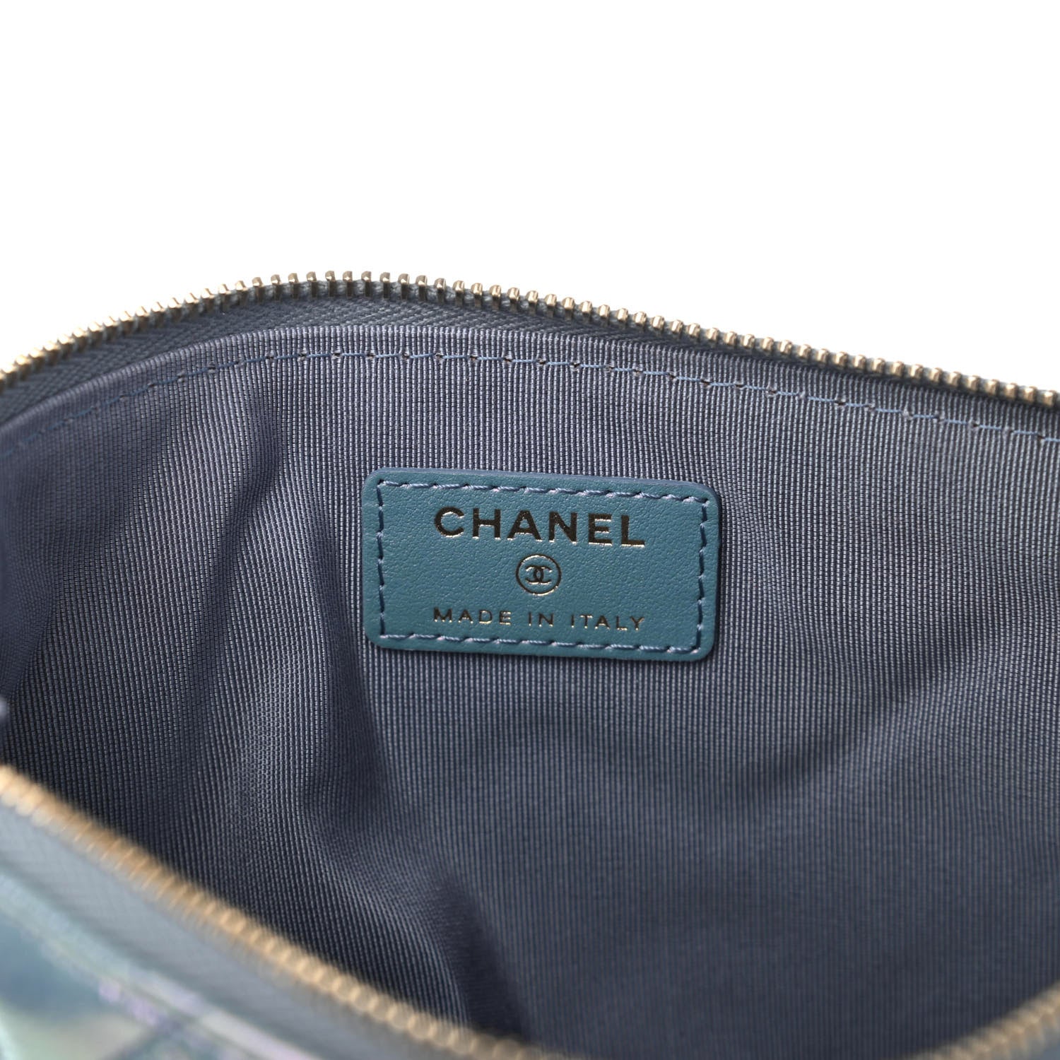 Chanel Iridescent Crumpled Calfskin Trio Cosmetic Case Blue Pink Ivory 11 of 13