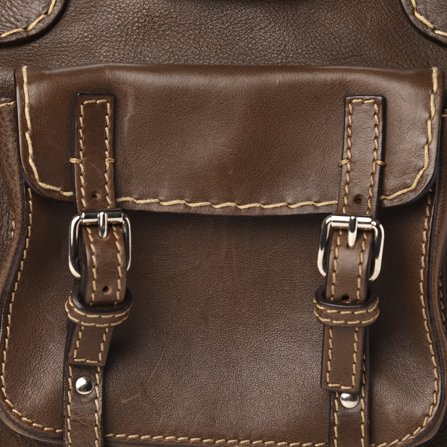Calfskin Edith Satchel Brown