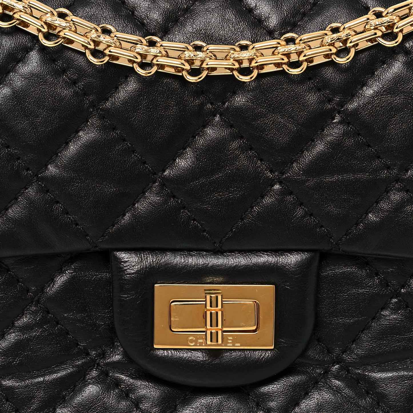 Aged Calfskin Quilted 2.55 Reissue Mini Flap Black