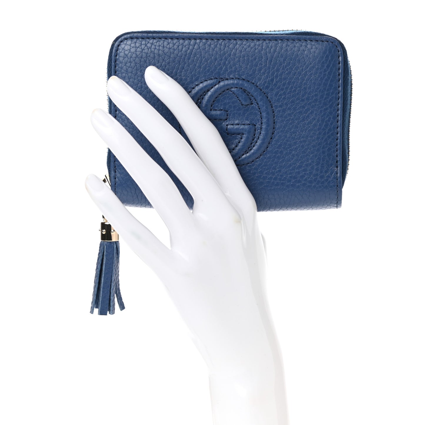 Pebbled Calfskin Small Soho Zip Around Wallet Blue